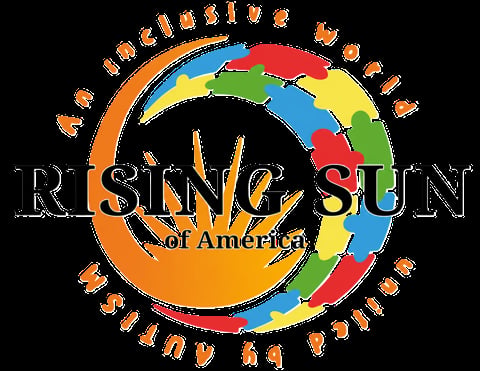Rising Sun of America logo featuring a colorful circular design in red, yellow, blue, and green segments with orange arc framing